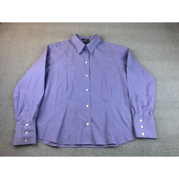 Eddie Bauer Women's Petite M Purple Long Sleeve Button Down Shirt Top - Picture 1 of 12